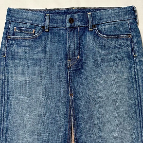 Citizens of Humanity Sophia Split Front Distressed Denim Knee Length Skirt - 6 - Picture 6 of 16